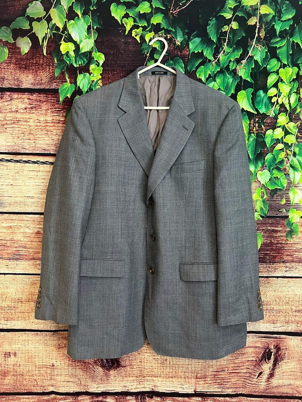 Ralph Lauren Sport Coat Blazer Jacket Silk Wool Blend Blue Gray Plaid Men's 44L